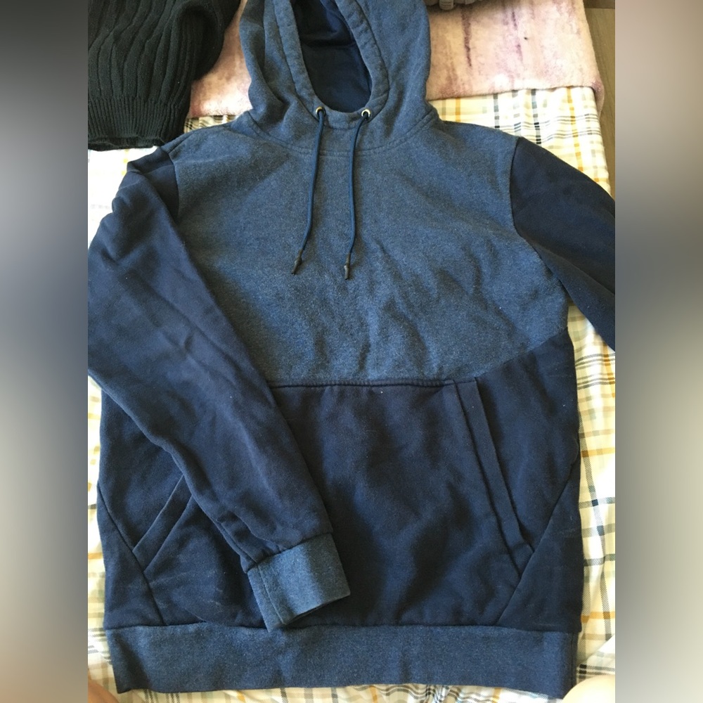 Two tone blue hoodie